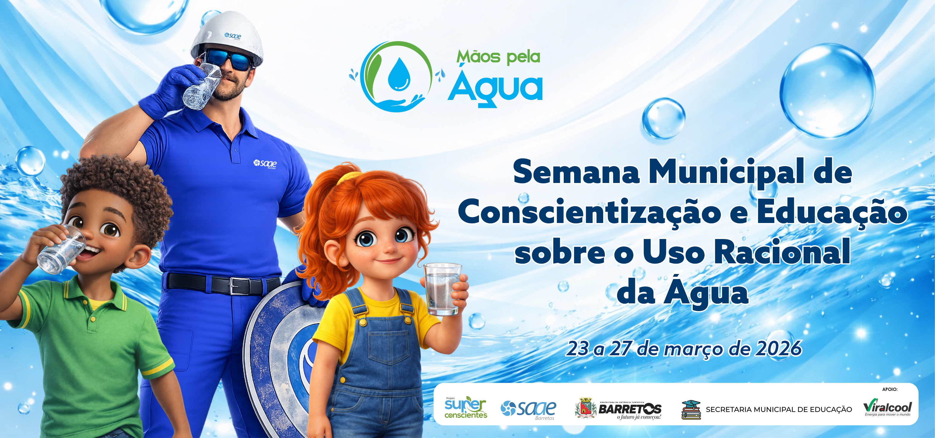 Semana da Água em Barretos terá visita do Capitão SAAE nas escolas municipais para levar educação ambiental